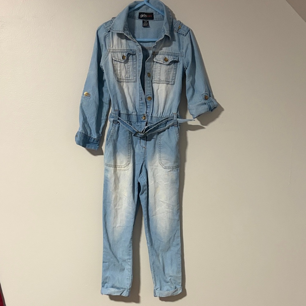 girls light blue denim one-piece jumpsuit - Arctic